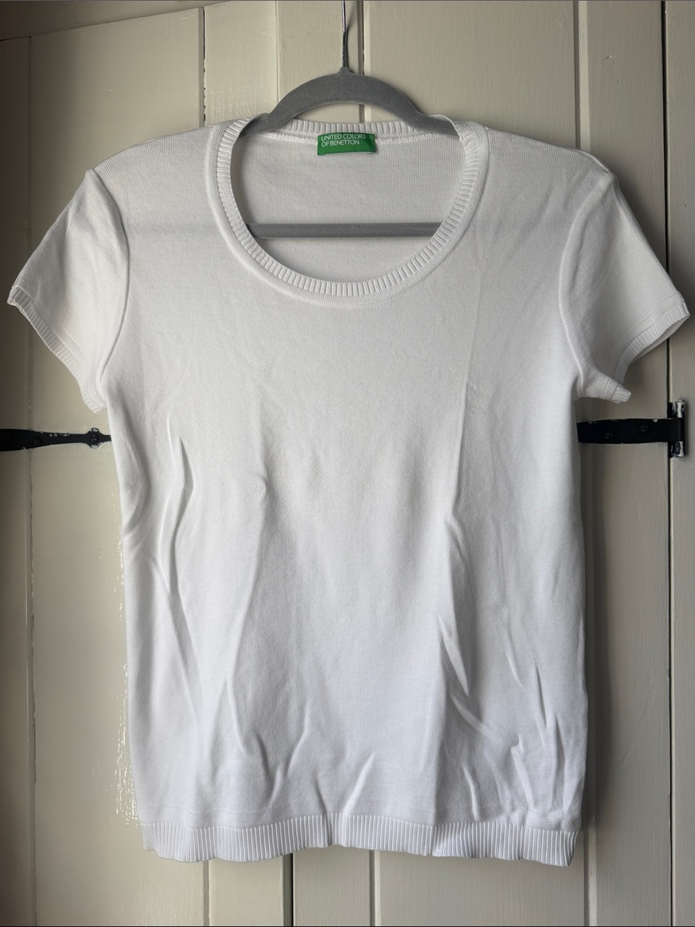 United Colors Of Benetton White Short Sleeve Ribbed Crewneck Tee